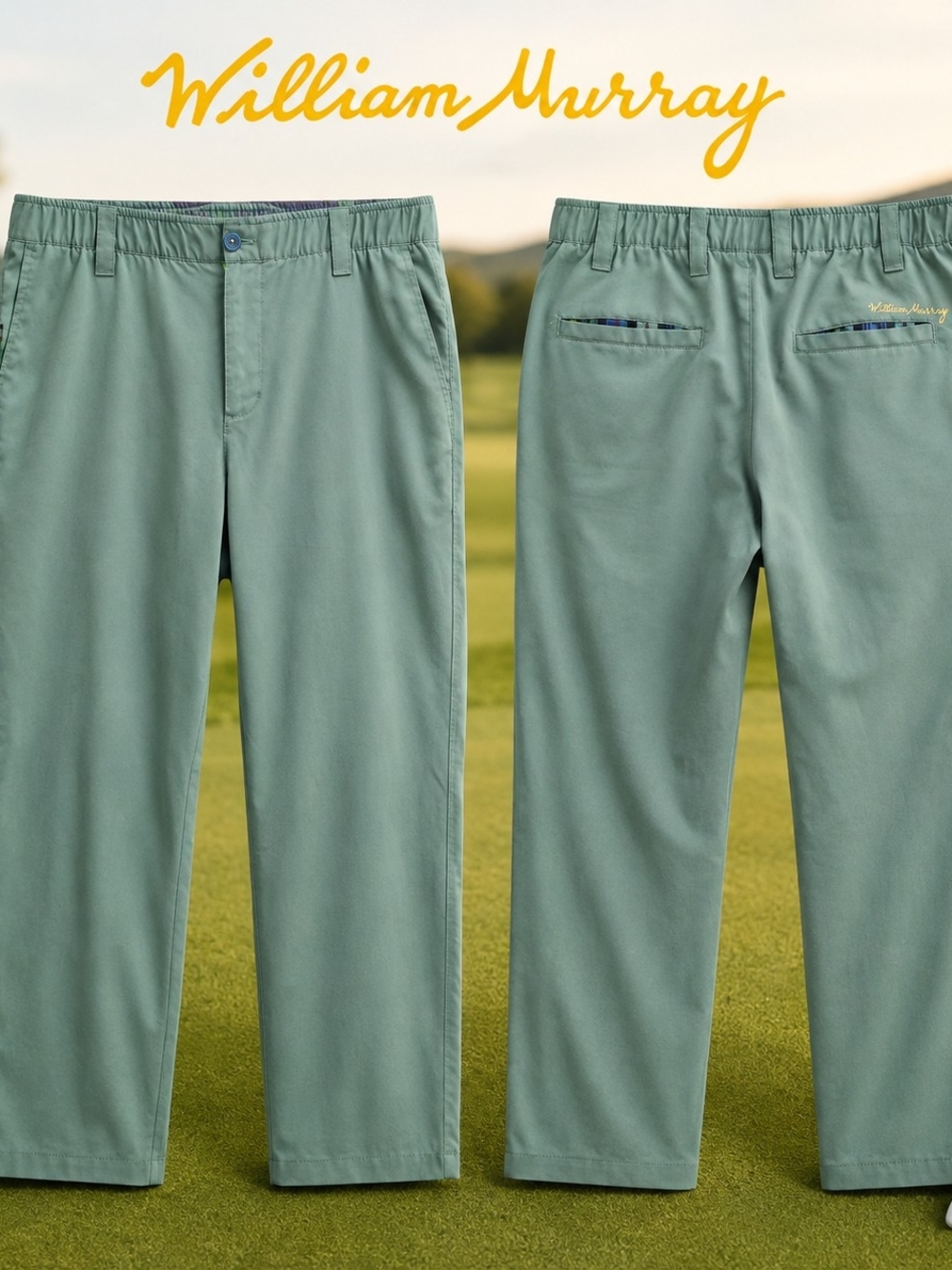 William Murray Men’s Green Lightweight Golf Pants Size 34 Straight Fit